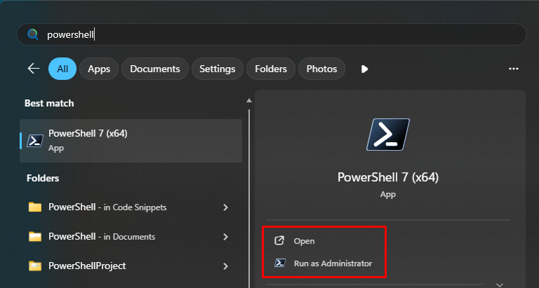 PowerShell Search Screenshot